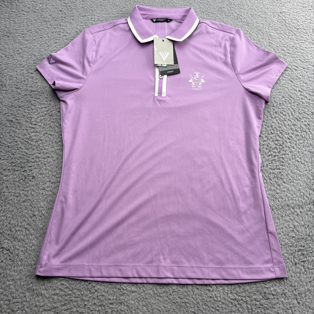 Levelwear Ainsley Polo Golf Shirt Womens Large S/S Lupine Tennis Pickleball Top
